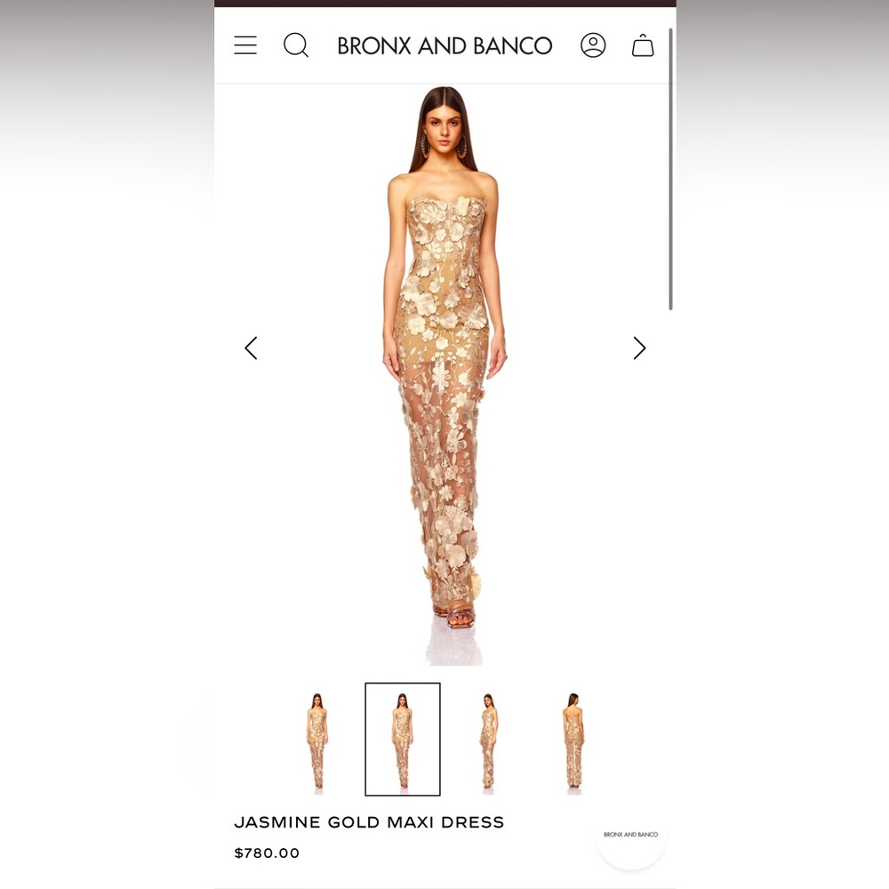 Bronx & Banco Jasmine gold maxi dress